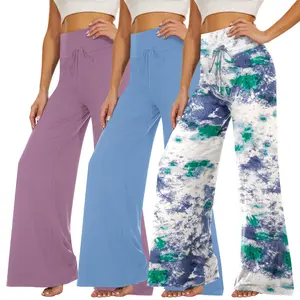 SHOWITTY 3 Pack Women's Plus Pajama Pants with Pockets for Women, Basic Minimalist Yoga Pants High Waist breathable leggings
