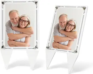 5x7 Waterproof Picture Frame For Grave, 2pcs Vertical version Acrylic Photo Frame Outdoor Memorial Cemetery Grave Decorations, Garden Marker For Funeral Gift Transparent A