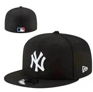 New Era MLB 59FIFTY Fitted Hat NY Yankees LA Dodgers Black Cap Size 7 1/4, Flat Brim Streetwear Urban Outdoor Style
