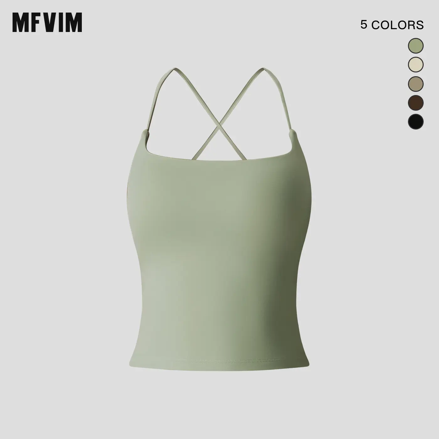 MFVIM Women’s Cross-Back Yoga Tank Top — Thin Straps, Nude Feel, Skin-Friendly, Built-In Bra Pads for Shaping, Cropped Sports Camisole
