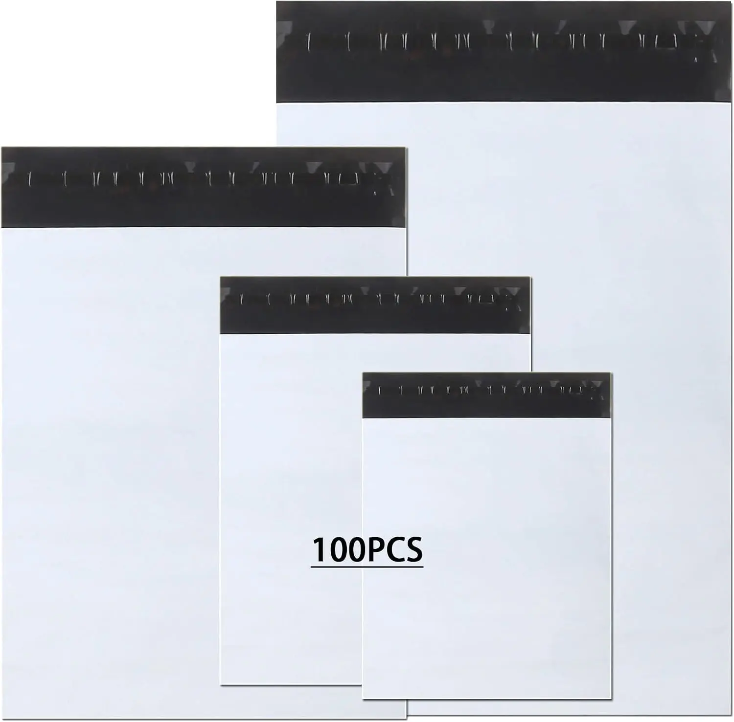 100PCS White Poly Mailers Multiple Sizes, Shipping Bag Envelope for Clothing, Self Strong Adhesive Mailing Envelopes for Business Suppliers, Flexible Secure Package,Tear Resistant Postal