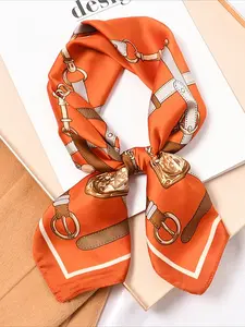 Faux Silk Bandana, Boho Style Woven Fabric, Moderate Thick, All Season Wearable, Versatile Headwear & Belt Accessory, Boho Style Scarf