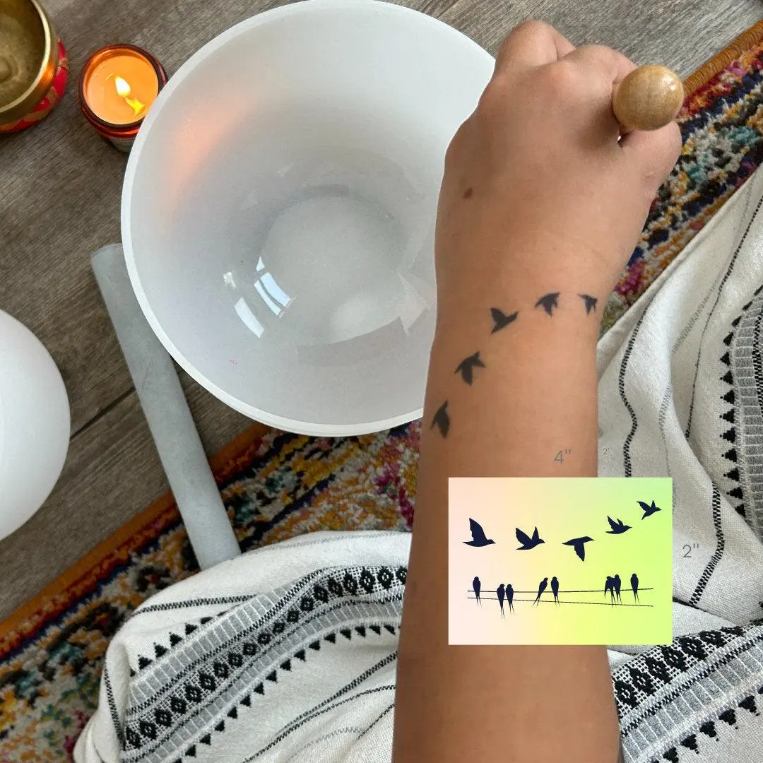 Birds Tattoo Semi Permanent Tattoo Realistic Temporary Tattoo Minimalist Tattoo Plant Based Tattoo 2 week Tattoo Fem Dainty Tattoo Festival