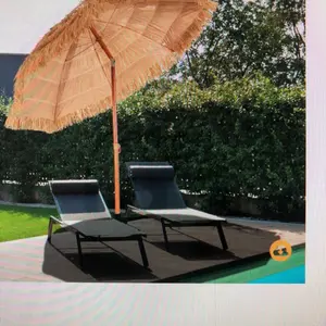 6.5 feet portable thatched tiki beach umbrella with adjustable tilt