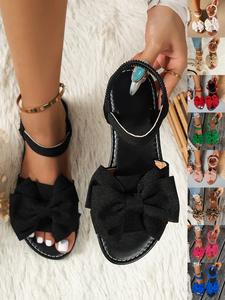 women's cute bowknot design flat sandals, casual versatile flat sandals for summer beach vacation, trending sandals, fashionable all-match comfy sandals for daily life, mother's day gift, footwear