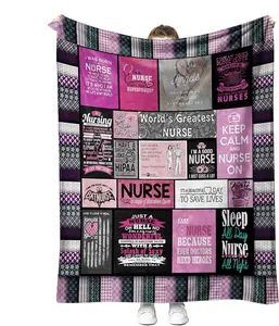 Nurse Gifts Soft Nurse Theme Blanket Nurses Week Gifts Microfiber Plush Sherpa Throw Blanket Nurse Gifts for Women Nurses Warm Cozy Fuzzy Nurse Blanket for Bed and Couch 50'' x 60'' (Nurse Blanket04)a