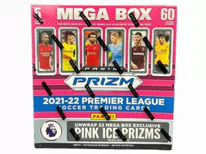 2021 Panini Prizm Premier League Soccer Mega - Factory Sealed - 60 Cards - 12 Packs - 5 Cards per pack - Unwrap 22 Mega Box exclusive Pink Ice Prizms!