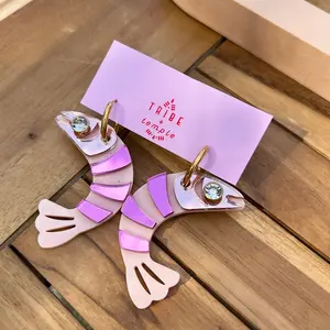 Tribe and Temple Shrimp Earrings Low Country Glam Hoop Blush + Hot Pink