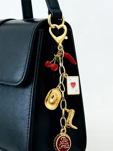 Eibiza Cherry Keychain, Lucky Bottle Cap Bag Charm, Cute Cherries, Heart Poker Cards, Perfect Gift for Women