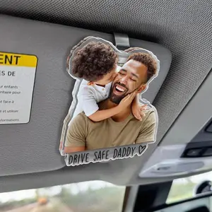 Personalized 1st Father's Day Gift For Dad, Custom Photo Car Visor Clip, Baby Photo Car Sun Visor Clip