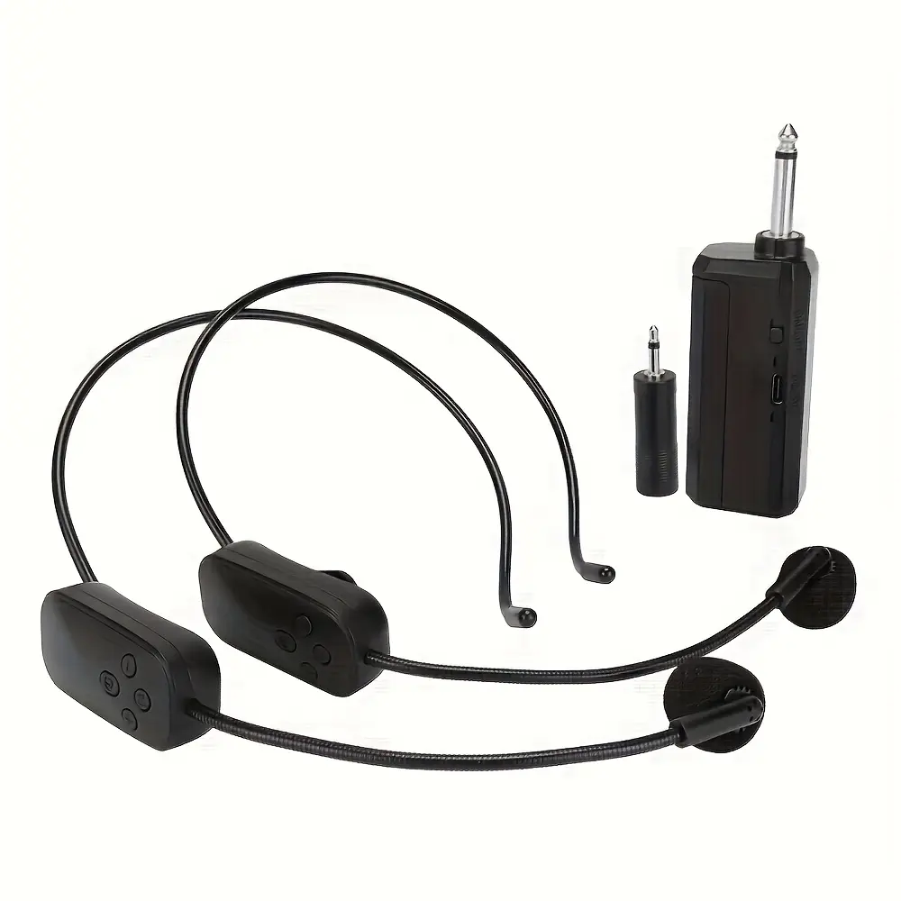 LMBGM ME300-2 Wireless Headset Microphone System USB Rechargeable, Ideal for Classrooms Meetings Conference Rooms, Button Cell Batteries Included