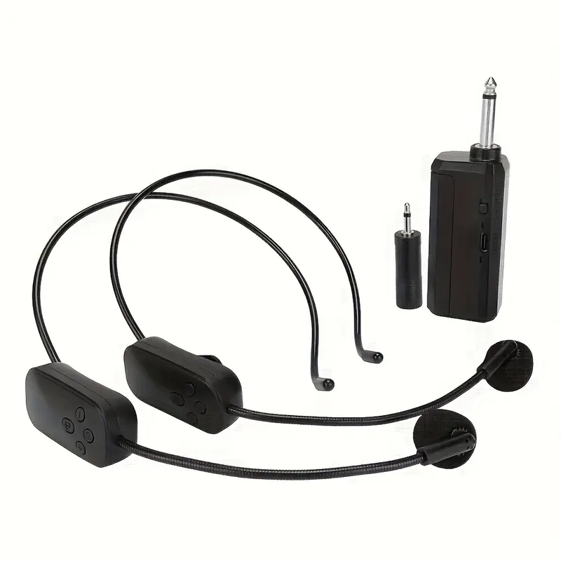LMBGM ME300-2 Wireless Headset Microphone System USB Rechargeable, Ideal for Classrooms Meetings Conference Rooms, Button Cell Batteries Included