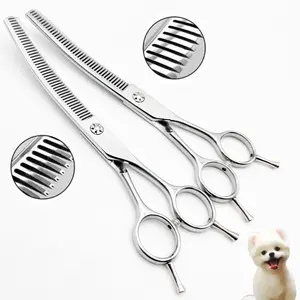 7.5 inches Silver Curved Thinning Scissors, wingsbro Pet Grooming Scissors, Pet Hair Trimming Tools
