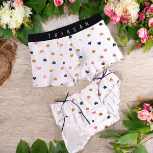 TYMMY White, Pink, Black Couple Briefs Set, Matching Couples Underwear, Gift For Couple Anniversary, Cotton Underwear For Him And Her