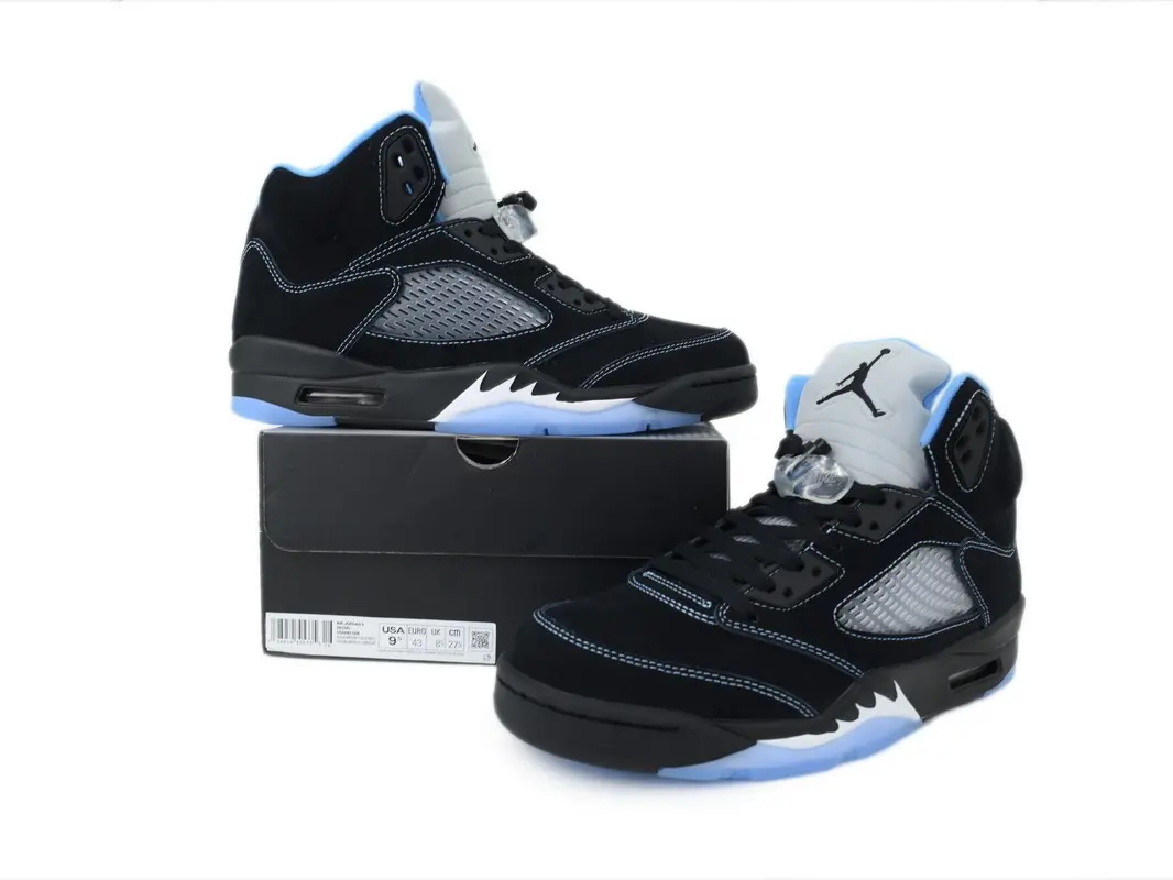 Black Light‑Blue Suede High‑Top Basketball Shoes, Air Cushion Cushioning Unisex Street‑Style Retro Casual Sneakers