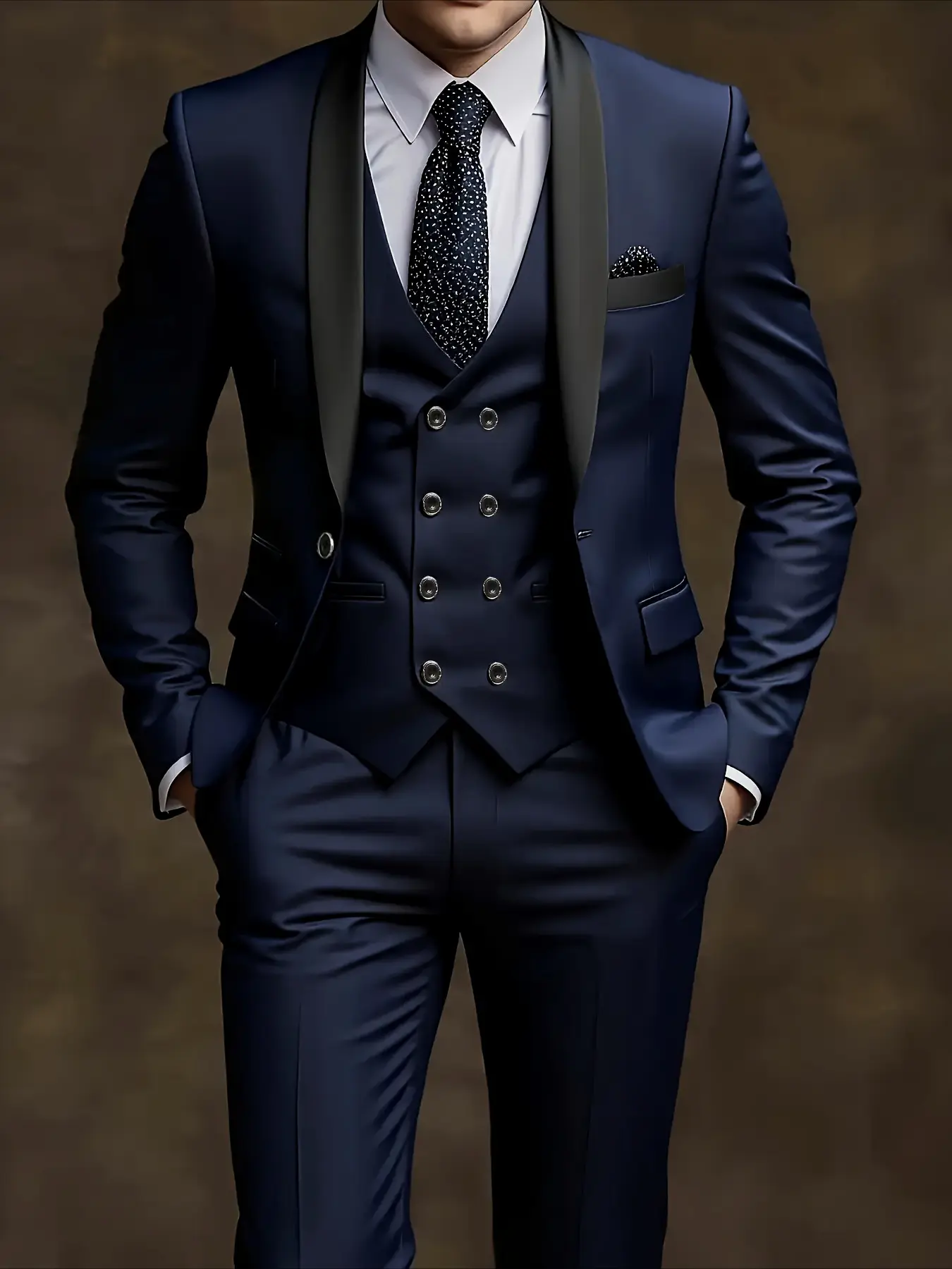 Men's 3pcs Suit Set - Formal Business Attire with Slim Fit, Long Sleeve, Solid Color, Fake Buttons, Lapel Collar, All-Season Wear, Wedding, Work Uniform, Suit Coats Work