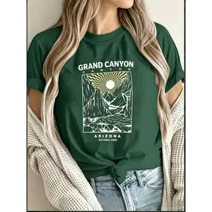 Arizona Grand Canyon Graphic T-Shirt - A vibrant retro-style sunburst design designed for travel enthusiasts and adventurers, a stylish casual crew-neck T-shirt, perfect for summer vacations and outdoor adventures