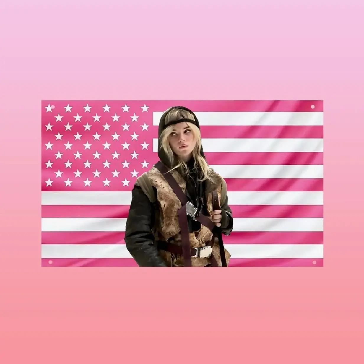 Natalie Scatorccio Yellowjackets Tapestry | Sophie Thatcher Pink Flag Wall Decor | TV Show Aesthetic Dorm Frat Decor