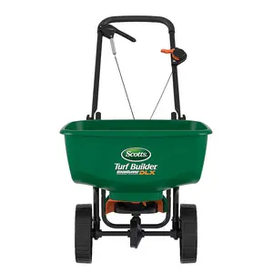 Scotts Turf Builder EdgeGuard DLX Broadcast Spreader 46-lb Capacity Compatible with Ice Melt, Salt, Fertilizer, Seed