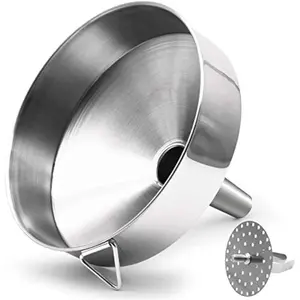 Super Large Stainless Steel Large Funnel with Detachable Strainer/Filter for Cooking Oil and Transmission Liquid and ,  Grade Metal Kitchen Funnels