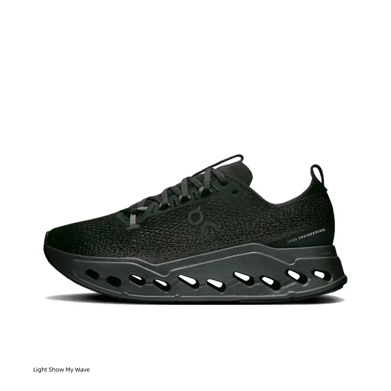 Unisex Dark Black Knit Running Sneakers, Breathable Textured Knit Upper, Thick Cushioned Shock‑Absorbing Sole, Lightweight Non‑Slip Athletic Shoes For Gym, Workout, Jogging & Daily Wear