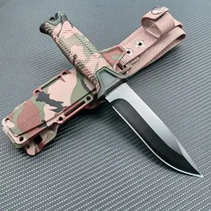 Stainless steel fixed straight knife with camouflage pattern, high hardness straight knife belt set, sharp blade, non slip handle, portable jungle hunting knife, suitable for fishing, camping, etc., men's gift for holidays