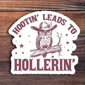 Western Cowboy Owl Design Car Sticker, Funny Car Decal, Durable Semi-matte Surface Sticker for Laptop, Car, Luggage & Creative Gift, Car Decorative Sticker