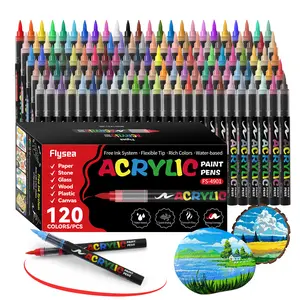 Acrylic Paint Soft Brush Markers Set, Soft Brush Tip, Automatic Ink Control, Paint Markers for Wood, Stone, Canvas, Glass, Fabric, DIY Crafts, Acrylic Marker Pen