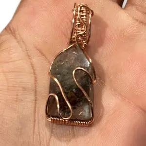 4 Season Garden Quartz Pendant with Copper Wire Wrap Design for Jewelry Making
