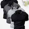 Men’s 4-Piece Premium Short-Sleeve Polo Shirt Set - Buttoned Collar, Slightly Stretchy Polyester Fabric, Business Casual, Chic, Evening Wear, Gifts for Him, Boyfriend Gift, Summer Office Essential