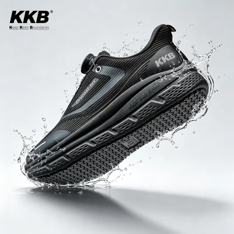 KKB Men's Slip Resistant Rubber Anti-Slip Casual Trainers - Water Resistant, Sweat-Absorbent, Odor Controlling, Orthopedic Support, Arch Fit, Easy-On for Workers