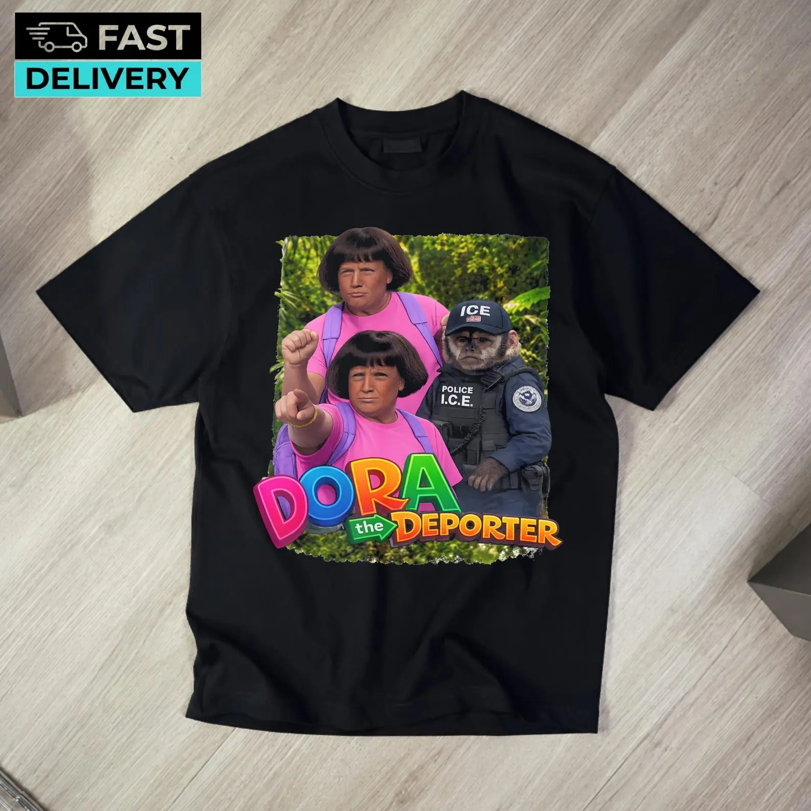 Dora The Deporter Funny Parody T-Shirt | Funny Trump Shirt Gift For Friend | ICE Specific Meme TShirt, Dumb Tee Hilarious Gift Cringy TShirts