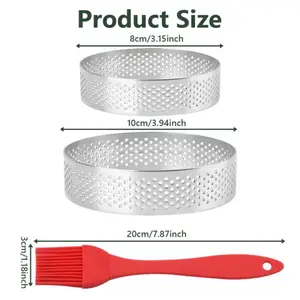 12Pack 3.15 Inch Perforated Stainless Steel Tart Rings | Round Mousse Cake Ring Metal Pastry Mold for Baking Cooking Pastries, Small Fruit Tartet Crust