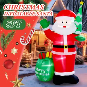 8FT Christmas Inflatable Santa Claus & Snowman Figures Waterproof Polyester Fiber Outdoor Garden Indoor Party Decorations(5-8 FT available)