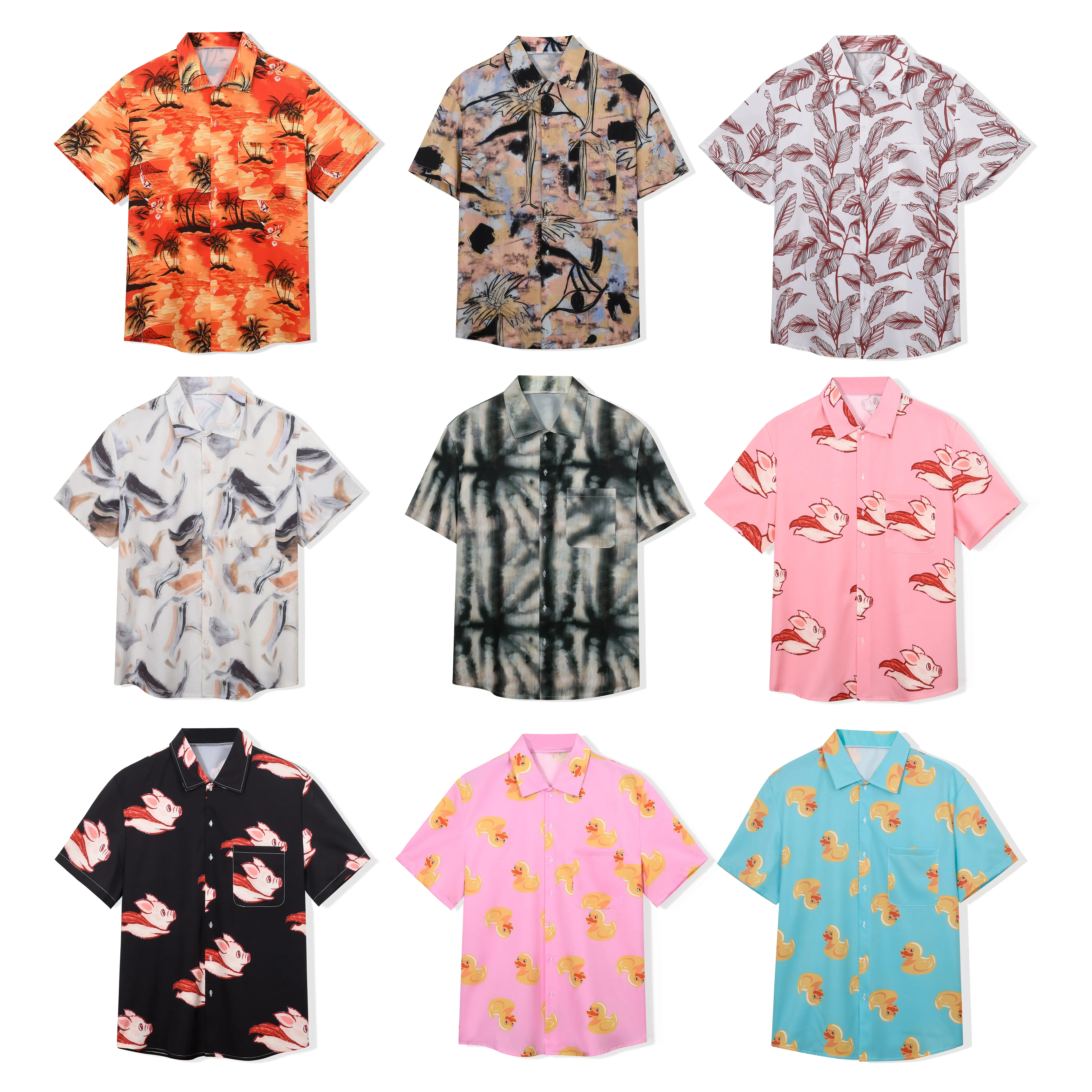 MADHERO Men's Hawaiian Shirt - Menswear Top, Spread Collar Shortsleeve Button Down, Tropical Floral Print, Stylish Loose Fit Polyester, Summer Beach Casual, S-2XL Classic Vibe Suits