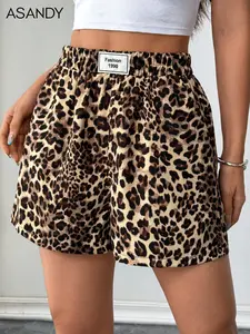 Women's Leopard Print Shorts, Comfy Casual Street Shorts for Summer, Women's Bottoms for Daily Wear