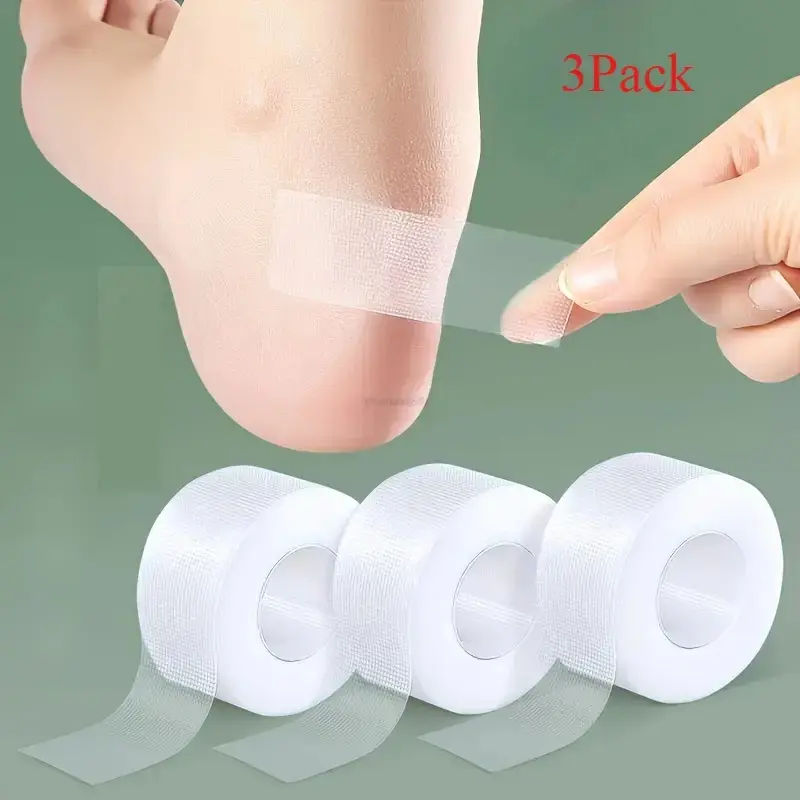 3 Pack Transparent Silicone Adhesive Bandages, Waterproof Reusable Invisible Protection for Feet Fingers Toes, Travel Essential, Breathable Swimming Sports Tape Athletic