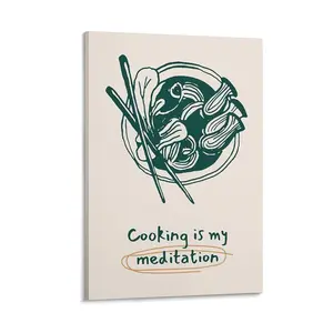 Modern Cooking Food  Posters. Funny Cooking Meditation Prints. Home Bedroom Dorm Kitchen Tea Bar Decor. Poster Canvas Wall Art For Bedroom Decor Bar Office Room Decor Gift