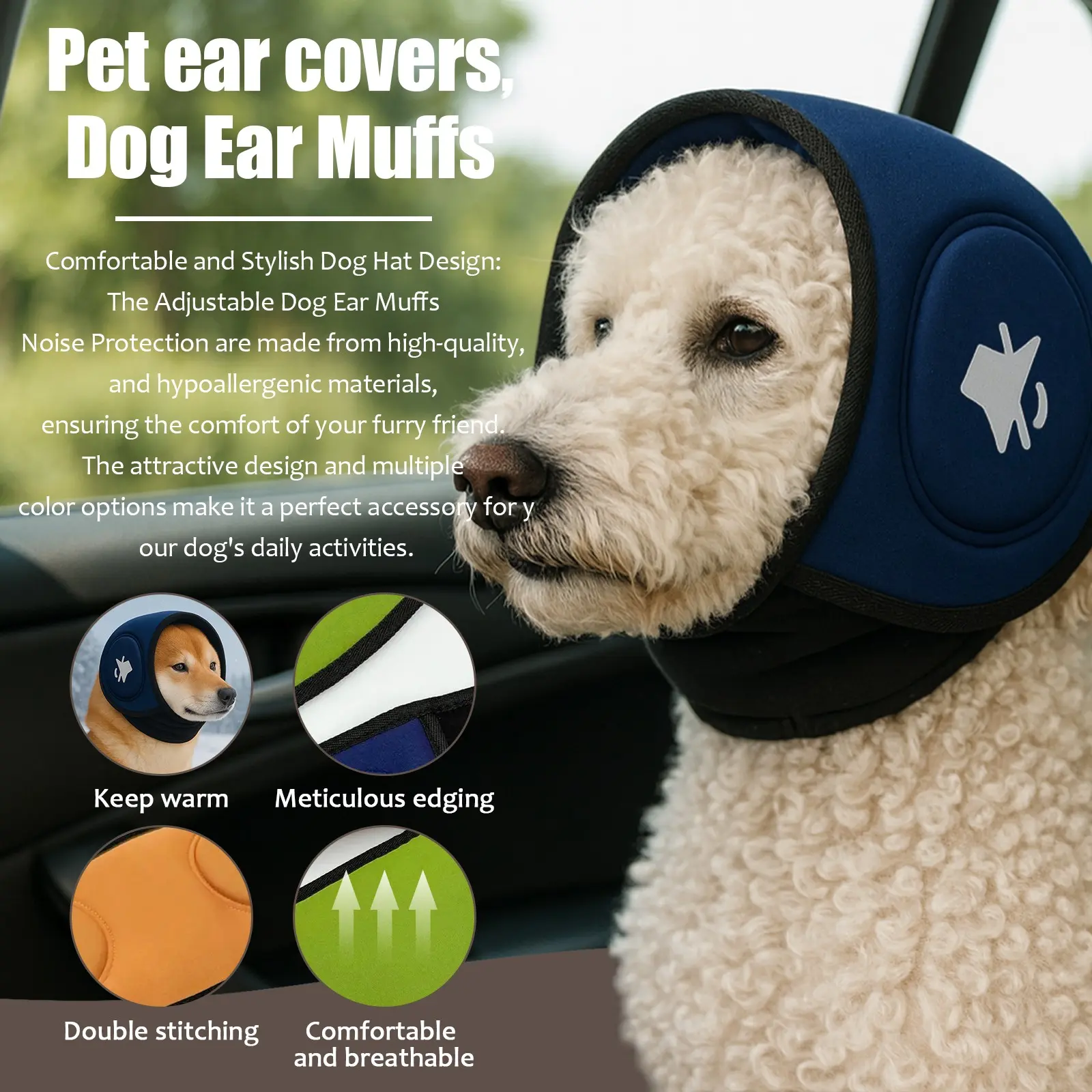 Pet Noise Cancelling Ear Muffs for Dogs, Fall & Winter Warm Head Cover, Reduce Noise Stress Relief, Comfortable Dog Ear Protection