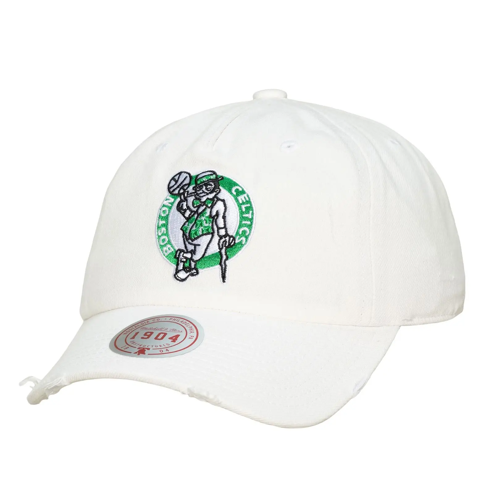 Boston Celtics White Hardwood Classics 1904 Adjustable Dad Hat NBA Throwback Cap Fan Gear Mitchell & Ness