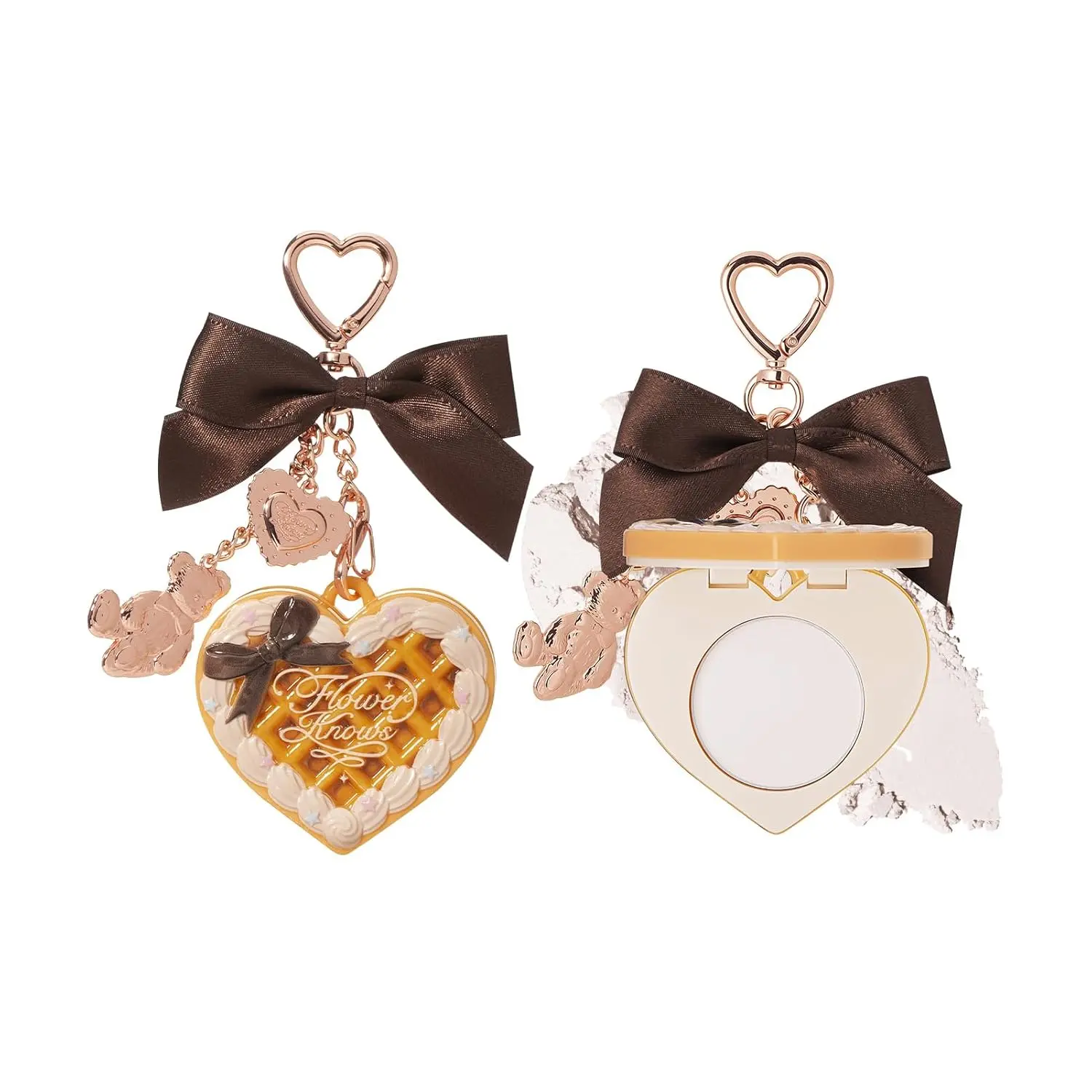 The Sweetie Bear Setting Powder &Bag Charm, Translucent White | Pressed Powder with Puff and Mirror, 2-in-1 Makeup & Setting, Pore Blurring Backed, Keychain Beauty Gift