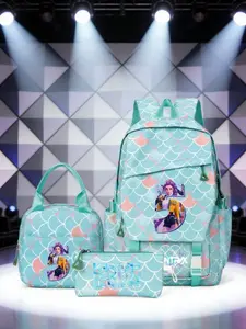 K-Pop Demon Hunter Backpack Set with Lunch Bag + Pencil Case, Cute Mermaid Scales Girl Schoolbag, Lightweight Travel Laptop Backpack