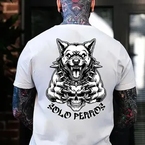 Solo Perros Dog Skull T-Shirt – Bold Pitbull Streetwear Graphic Tee, Cool Chicano Style Gift for Men, Women, and Urban Fashion Lovers