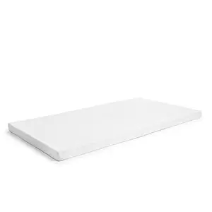 2-Inch Ventilated Memory Foam Crib and Toddler Bed Mattress Topper with Removable Waterproof 65-Percent Cotton Non-Slip Cover - 52" x 27" x 2" White