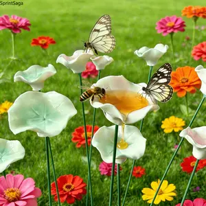 Lotus shaped ceramic bee water feeder 6 pieces 3 pink 3 green handmade for honey and water easy install garden decor bee sanctuary vibrant outdoor space