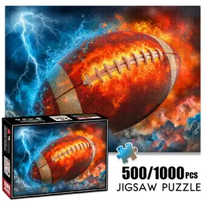 1pc 1000 piece adult puzzle 70x50cm Football with Fire, Water and Lightning Effects 500 pieces of paper jigsaw puzzle, suitable for adults and families, large-scale DIY puzzle interactive toy games