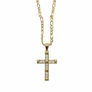 Mens Hip Hop Cross Necklace | Gold Plated Chain for Everyday Style