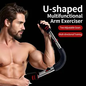 U-shaped Multifunctional Arm Exerciser with Two Adjustable Gears Red Wrist Roller Design for Multi-directional Training