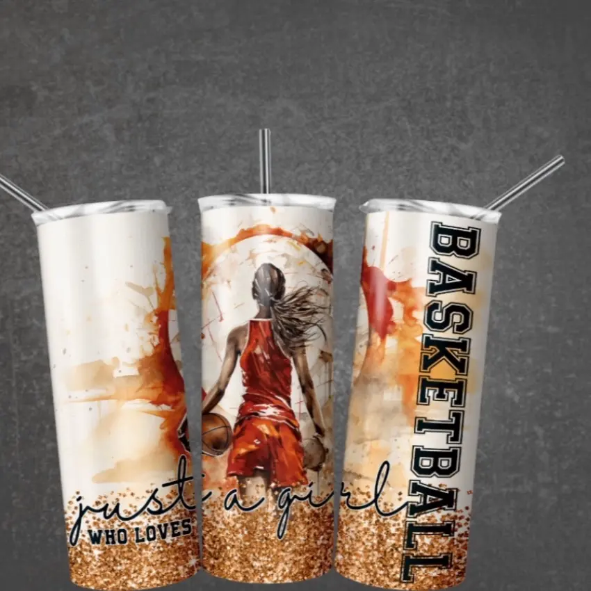 Woman basketball tumbler orange Water Bottles