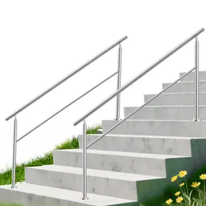 Cxforste Hand Rails for Outdoor Steps, 3-5 Step Handrail Stair Railing with Balusters, 304 Stainless Steel Outdoor Handrails for Exterior Steps, Silver Stair Handrail for Porch Railing